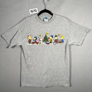 VTG Peanuts T Shirt Mens Medium Heather Gray A Charlie Brown Christmas Graphic